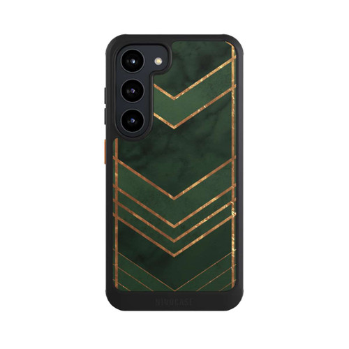 Samsung Galaxy S23 NIVOcore Dunkelgrün gemustert Goldene Streifen