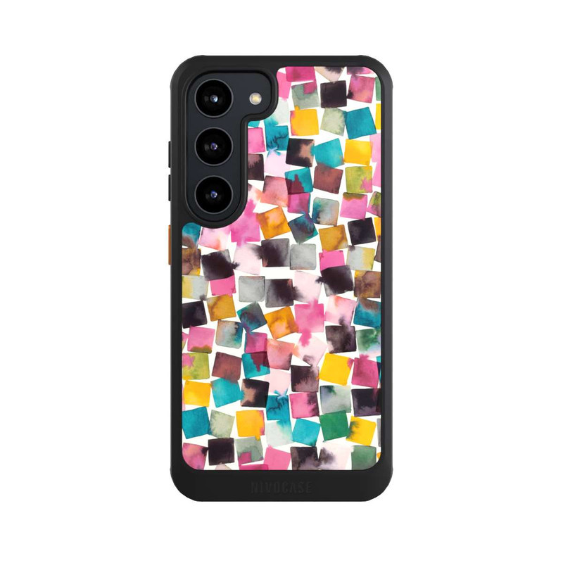 Galaxy S23 NIVOcore Watercolor Geometric Plaids Pink