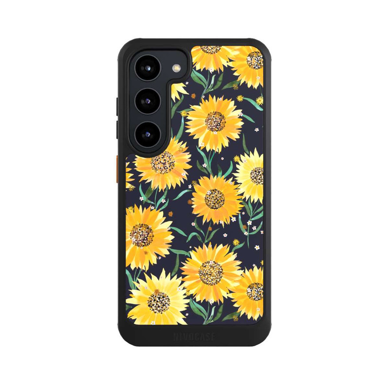 Galaxy S23 NIVOcore Fleurs de Tournesol sur Fond Noir