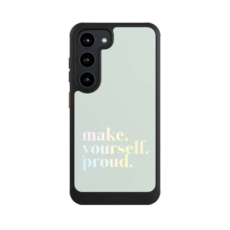 Galaxy S23 NIVOcore Make Yourself Proud Quote-Mint and Gradient
