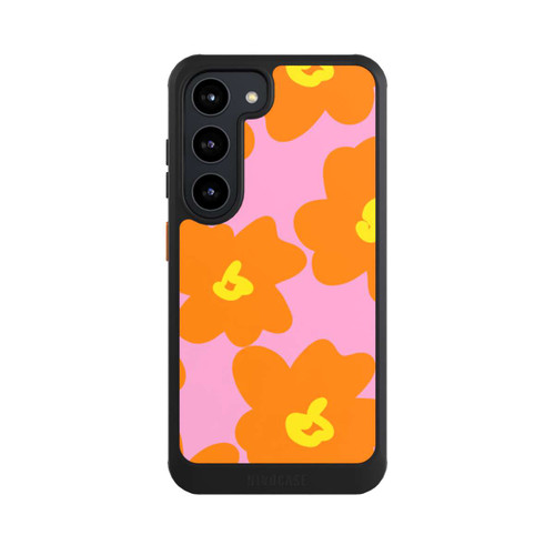 Samsung Galaxy S23 NIVOcore Retro Blumenmuster Pink und Orange