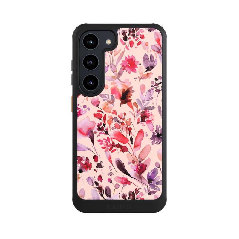 Galaxy S23 NIVOcore Künstlerische Blumen Viva Magenta