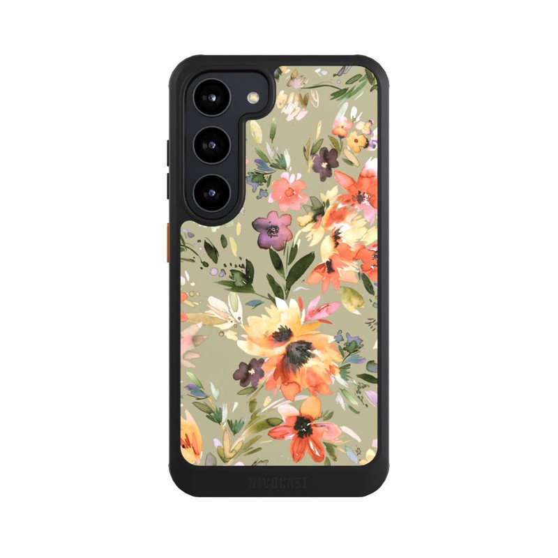 Galaxy S23 NIVOcore Fleurs tropicales picturales vert sauge