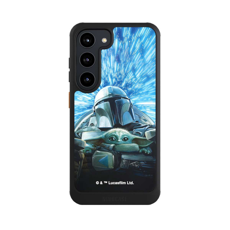 Galaxy S23 NIVOcore Grogu und Mando fliegen blau