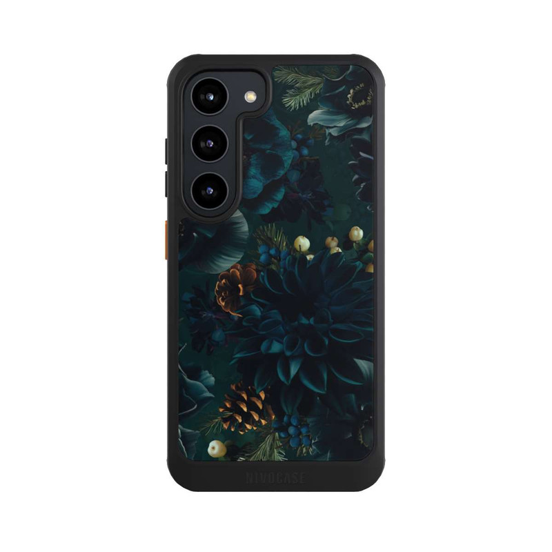 Galaxy S23 NIVOcore Motif de fleurs vert et bleu