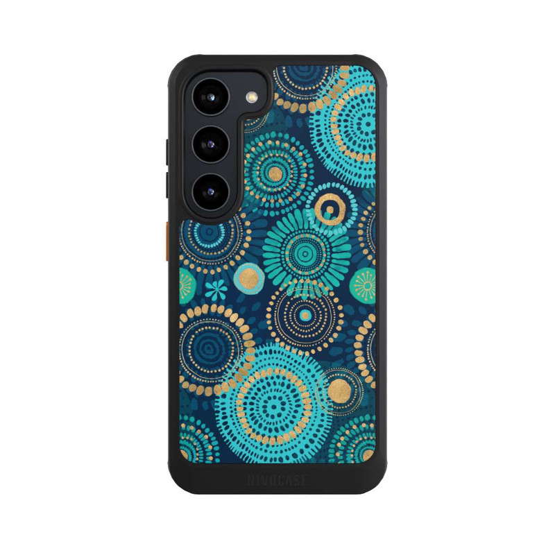 Galaxy S23 NIVOcore Blockprint India Teal Gold