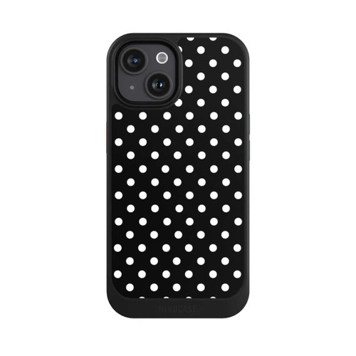 Apple iPhone 15 NIVOcore Polka Dots Schwarz und Weiß
