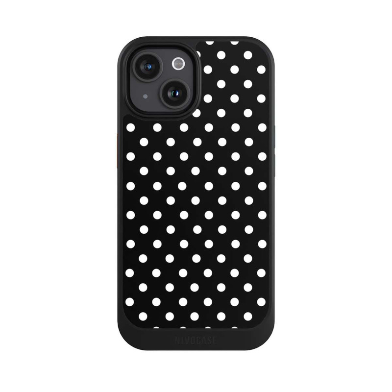 iPhone 15 NIVOcore Polka Dots Schwarz und Weiß