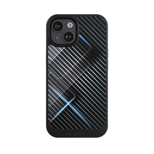 Apple iPhone 15 NIVOcore Blaue Linien auf Karbon