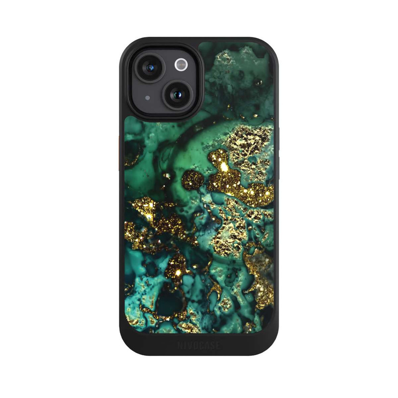 iPhone 15 NIVOcore Cyan Glitzer Marmorlook