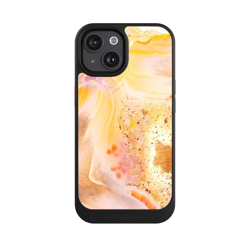 iPhone 15 NIVOcore Orangefarbener Glitzer Marmorlook