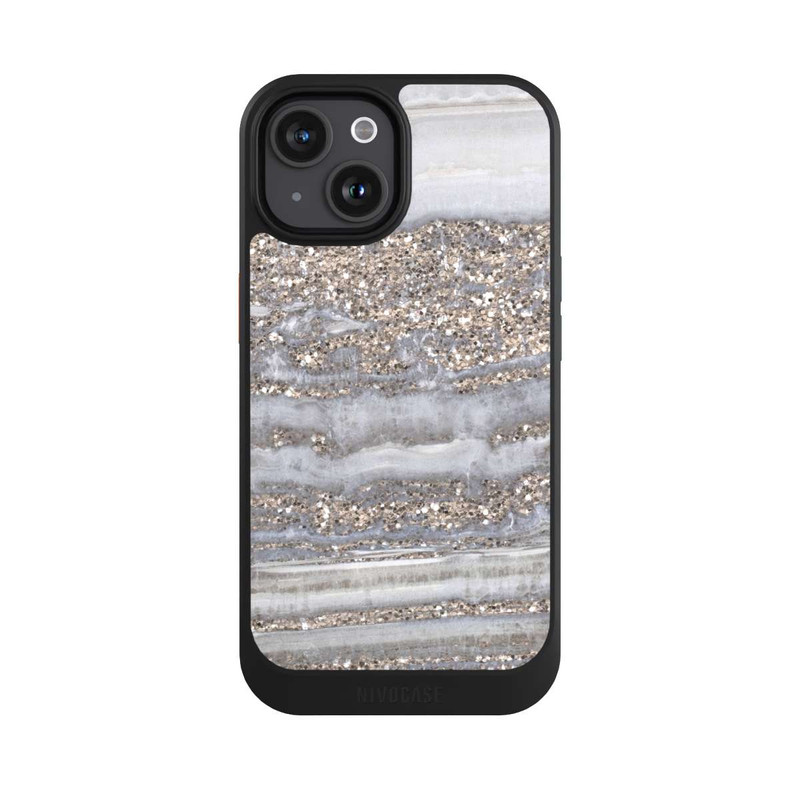 iPhone 15 NIVOcore White Glitter Marble Look