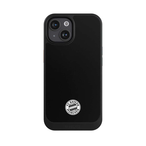 Apple iPhone 15 NIVOcore Klassisches FCB Logo Klein - Weiß auf Schwarz