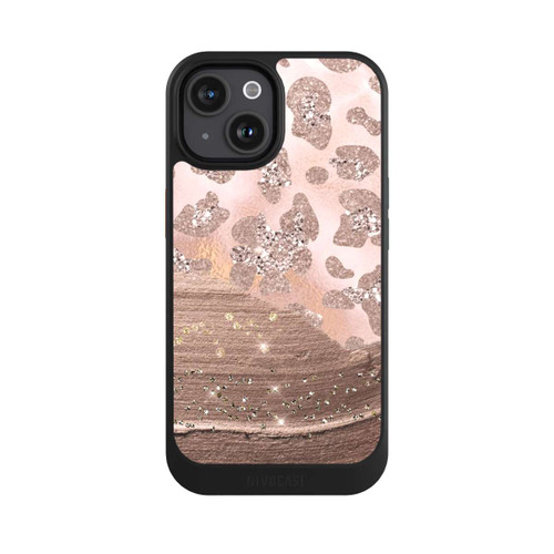 Apple iPhone 15 NIVOcore Silberner Leoparden Glitzerlook