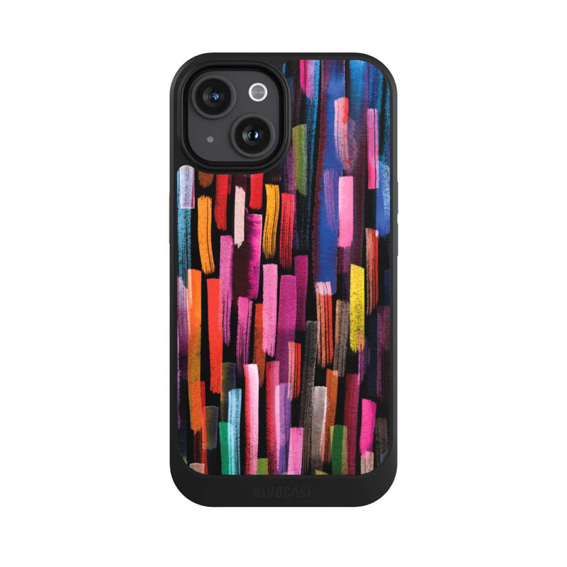 iPhone 15 NIVOcore Colourful Brushstrokes Black
