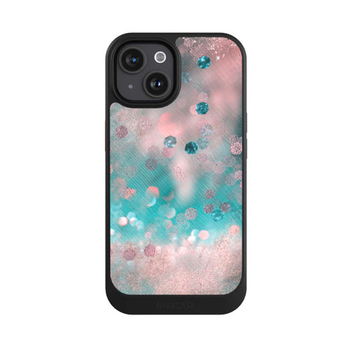 Apple iPhone 15 NIVOcore Look pailleté glamour turquoise