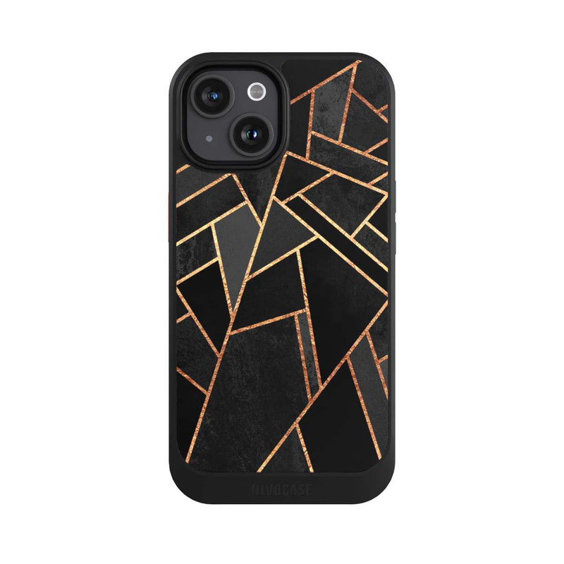 iPhone 15 NIVOcore Schwarze Nacht Gold Druck