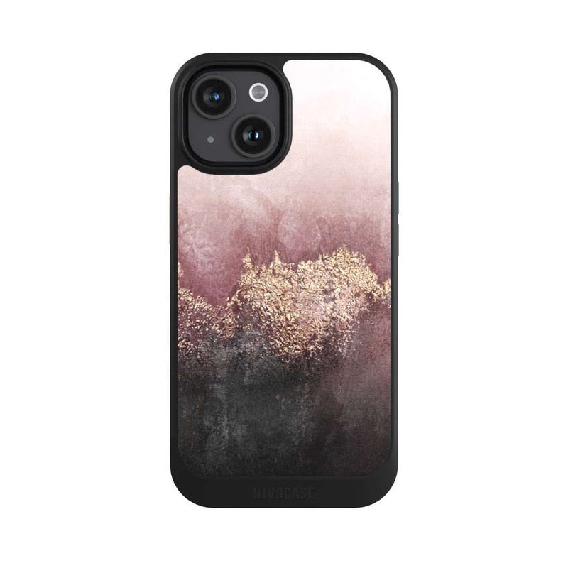 iPhone 15 NIVOcore Rosa Himmelsstaub Golddruck