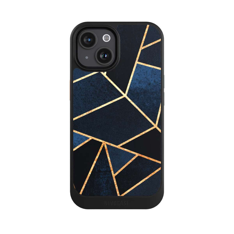 iPhone 15 NIVOcore Navy Stein Golddruck