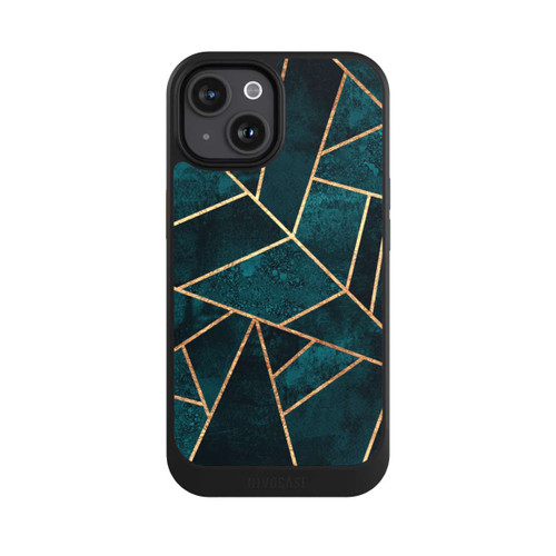 Apple iPhone 15 NIVOcore Tief Blaugrün Stein Gold Druck