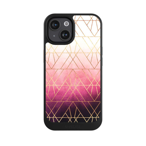 Apple iPhone 15 NIVOcore Pink Ombre Dreiecke Golddruck