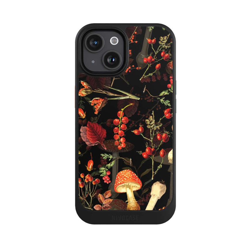 iPhone 15 NIVOcore Mushroom Pattern Black