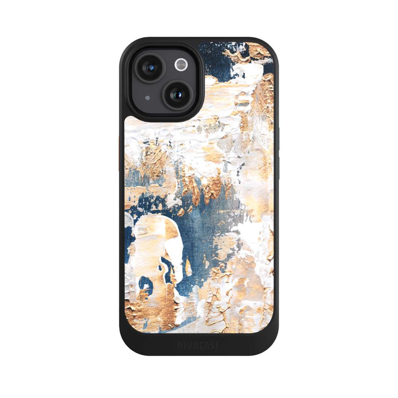 iPhone 15 NIVOcore Abstraktion Blau und Gold
