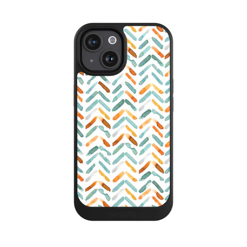 Apple iPhone 15 NIVOcore Elegantes Herbstchevron Blau Orange