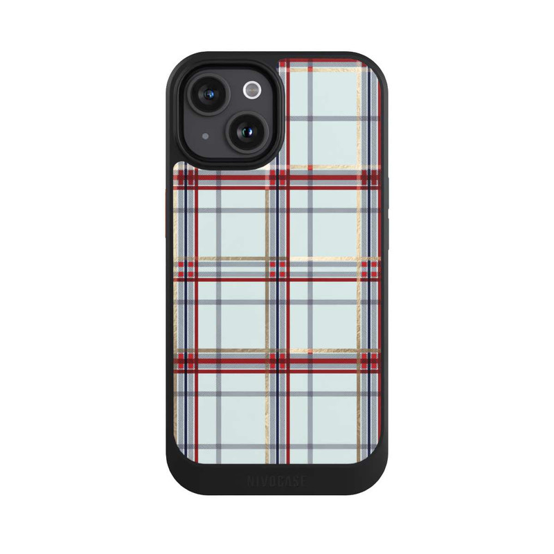 iPhone 15 NIVOcore Tartan Blau