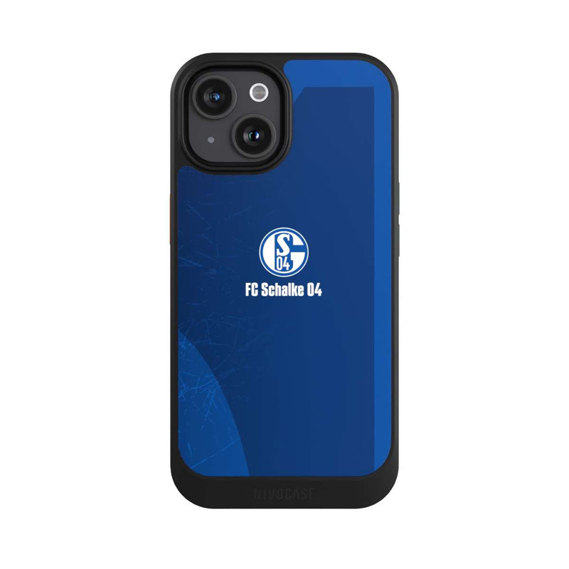 iPhone 15 NIVOcore Schalke 04 Blauer Hintergrund Mit Logo