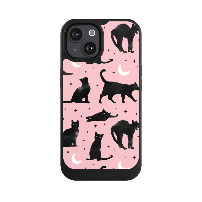 iPhone 15 NIVOcore Cats And Moon On Pink
