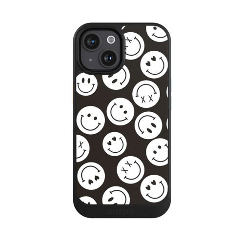 Apple iPhone 15 NIVOcore Smiles Emotes Pattern Black And White