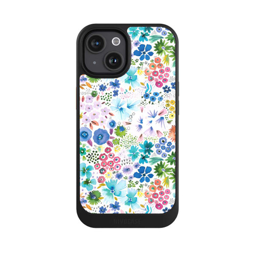 Apple iPhone 15 NIVOcore Kunstvolle kleine Frühlingsblumen blau