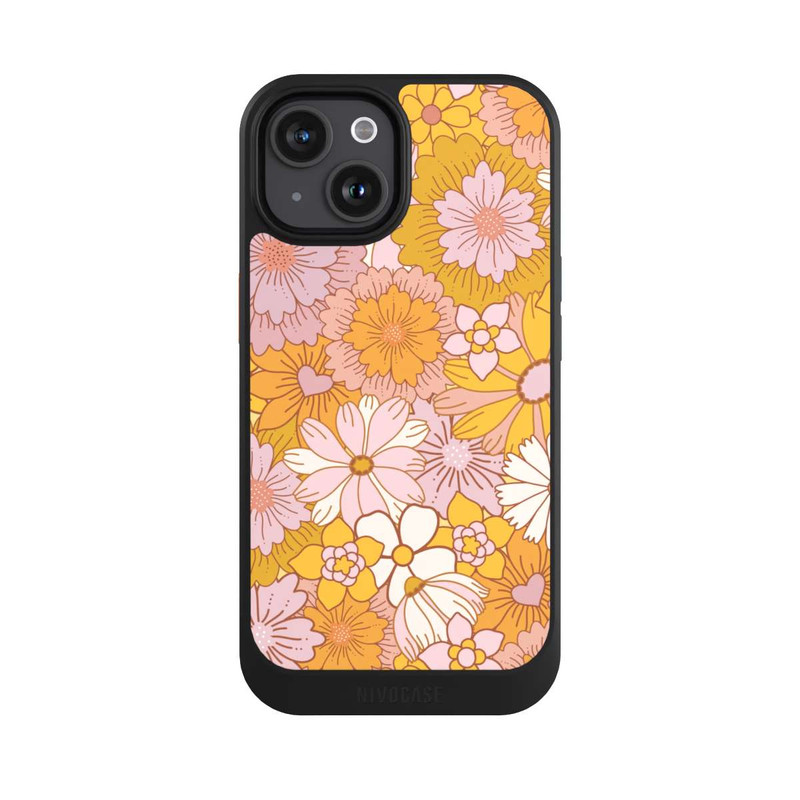 iPhone 15 NIVOcore Retro Blumentapete Gelb
