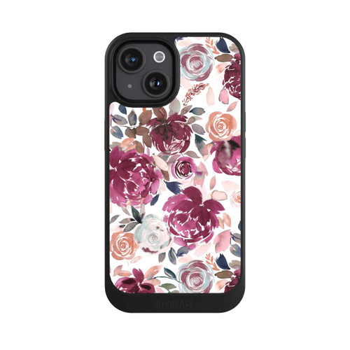 Apple iPhone 15 NIVOcore Herbstpfingstrosen und Rosen in Rosa