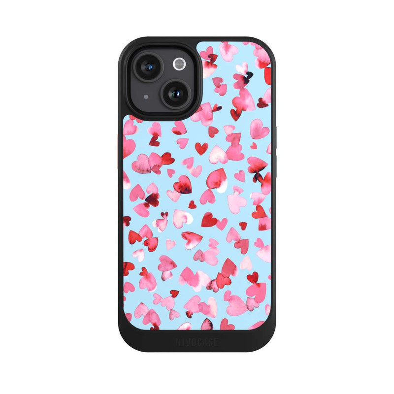 iPhone 15 NIVOcore Saint Valentin Amour Coeurs Rose Bleu