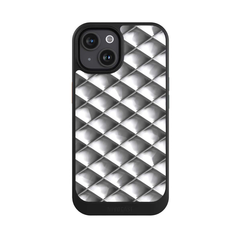 iPhone 15 NIVOcore Glamour Silver Squares