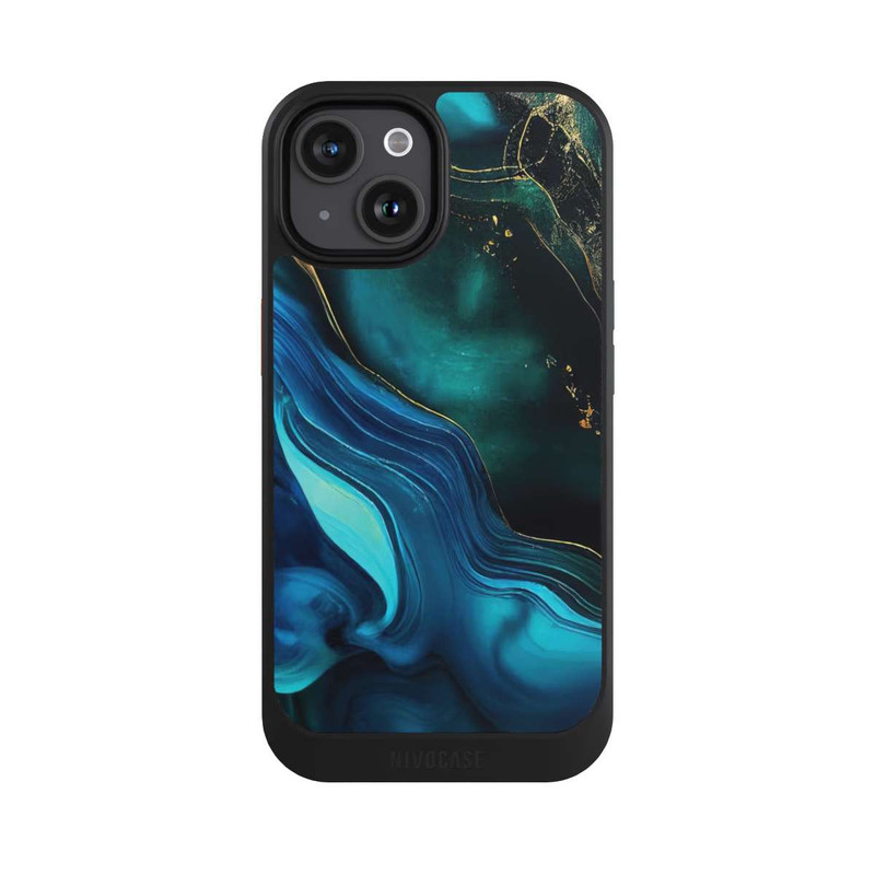 iPhone 15 NIVOcore Encre bleue et dorée avec IA