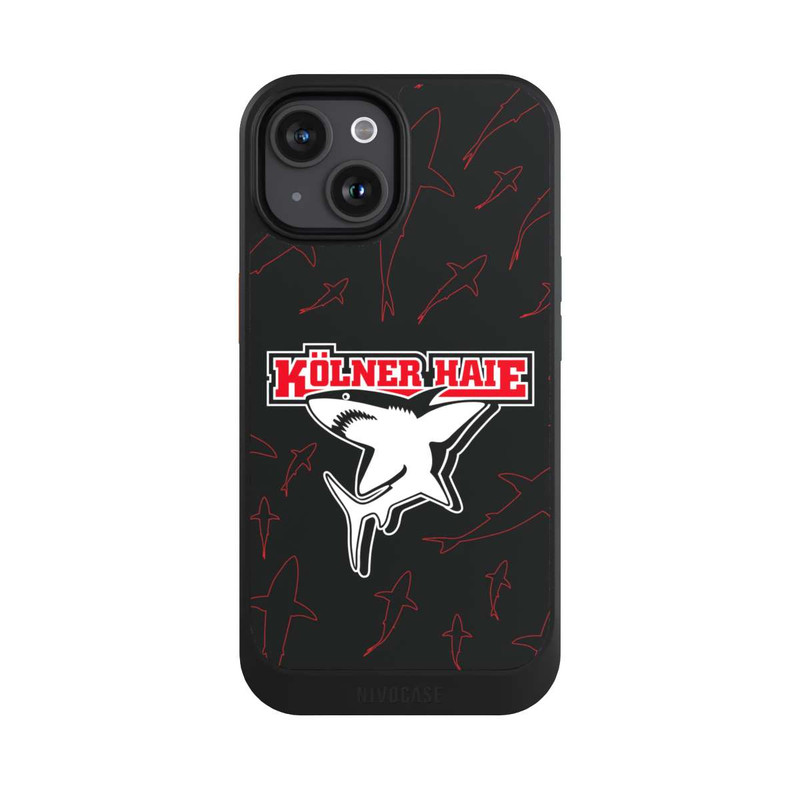 iPhone 15 NIVOcore Haie Muster Rot