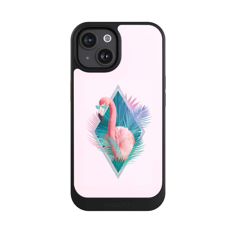 iPhone 15 NIVOcore Tropical Leaves Flamingo