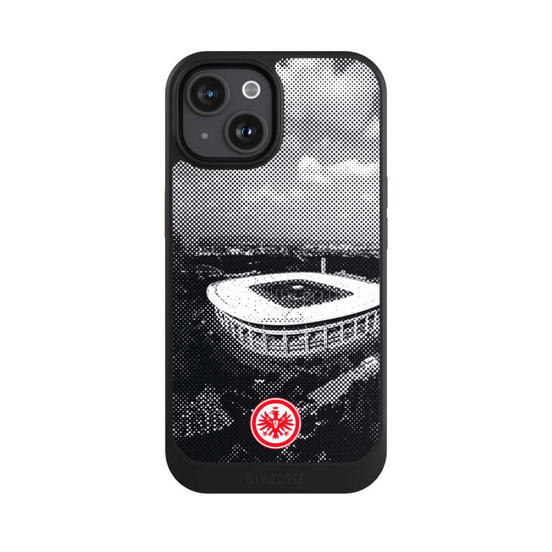 iPhone 15 NIVOcore SGE Stadion Schwarz Weiß