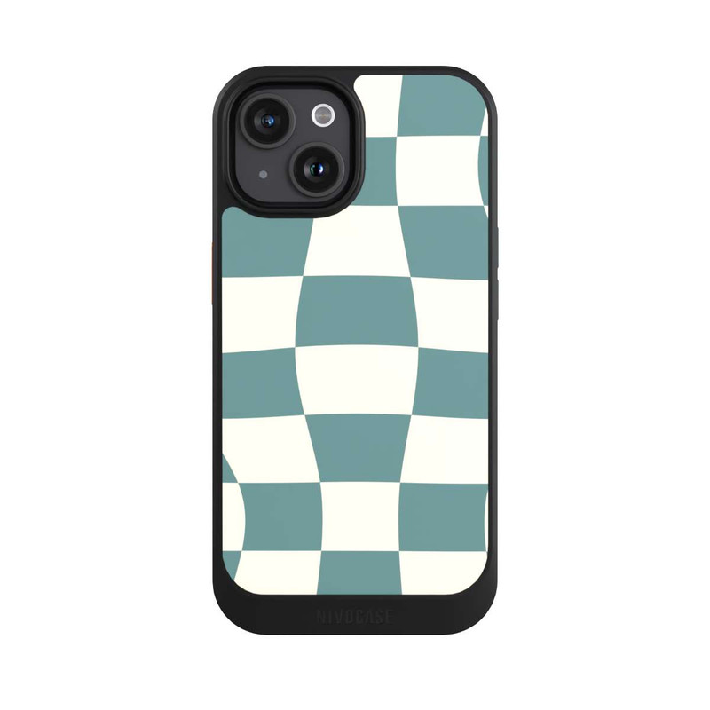 iPhone 15 NIVOcore Schachbrett Petrol