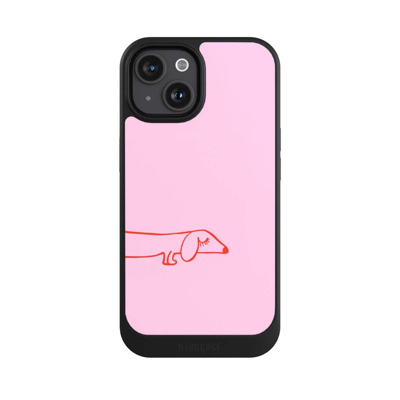 iPhone 15 NIVOcore Dachshund Illustration Pink