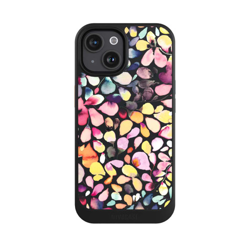 Apple iPhone 15 NIVOcore Eukalyptus Aquarellblätter Schwarz