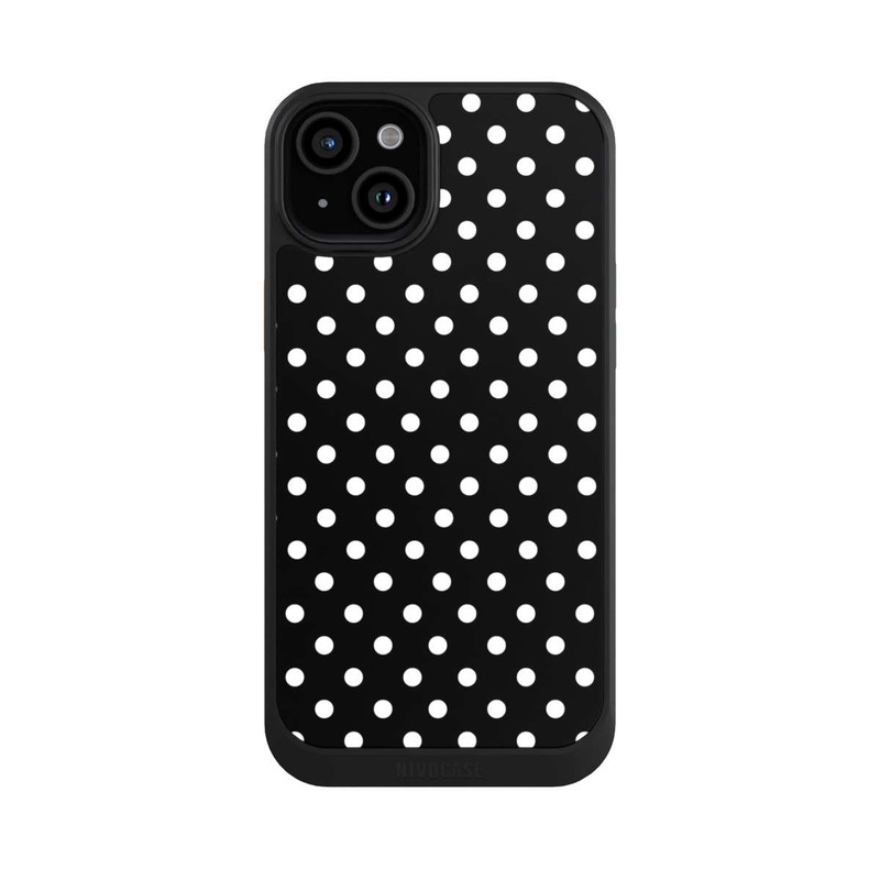 iPhone 15 Plus NIVOcore Polka Dots Schwarz und Weiß