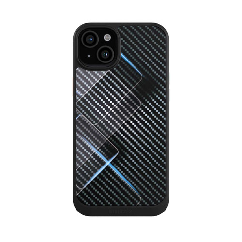 Apple iPhone 15 Plus NIVOcore Blaue Linien auf Karbon