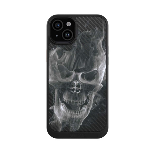 Apple iPhone 15 Plus NIVOcore rauchender Totenkopf Carbon