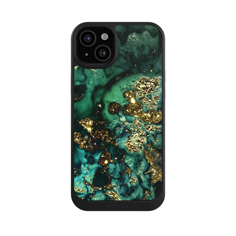 iPhone 15 Plus NIVOcore Cyan Glitzer Marmorlook