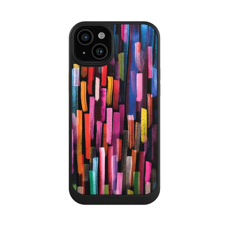 iPhone 15 Plus NIVOcore Bunte Pinselstriche schwarz