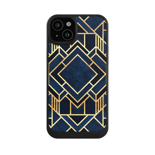 Apple iPhone 15 Plus NIVOcore Kunst Deko Blau Golddruck